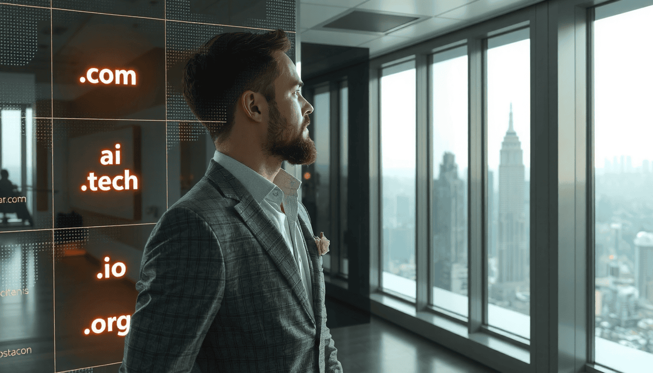 Strategic guide showing top domain extensions for 2026 digital identity and website branding