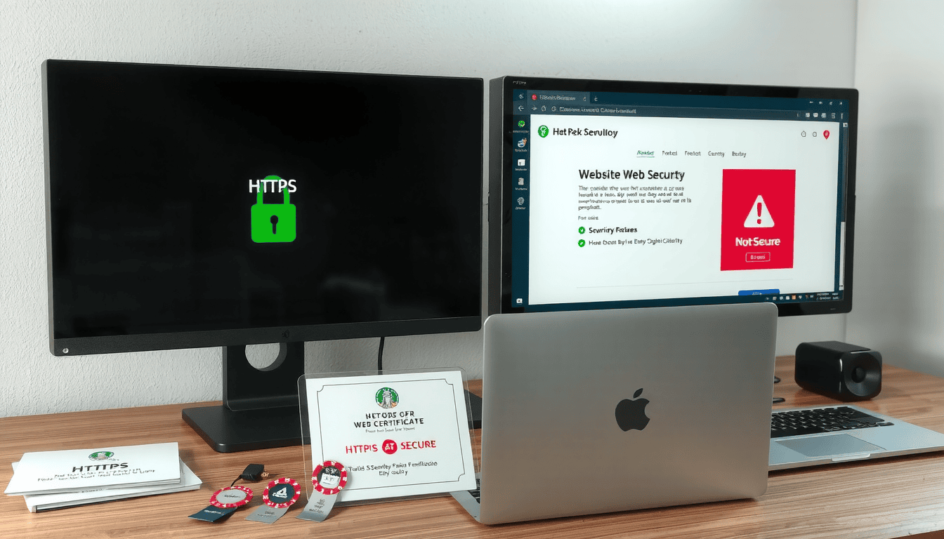 SSL certificate padlock icon securing website data transmission for enhanced online safety