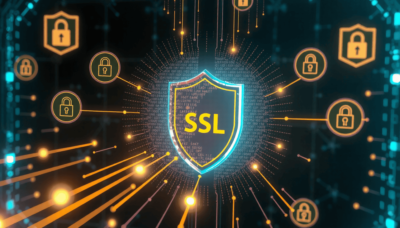 SSL certificate security lock icon protecting website data and user information online