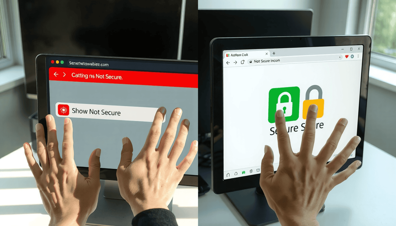Browser warning showing